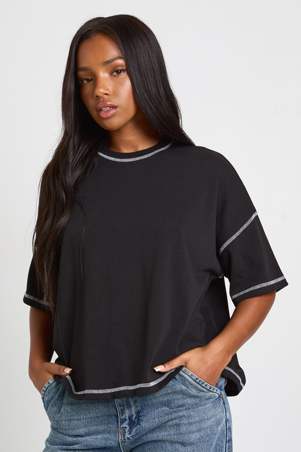 Contrast Stitch Oversized T-shirt - Image 2