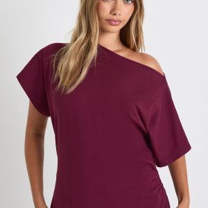 Ruched Side Off Shoulder T-shirt