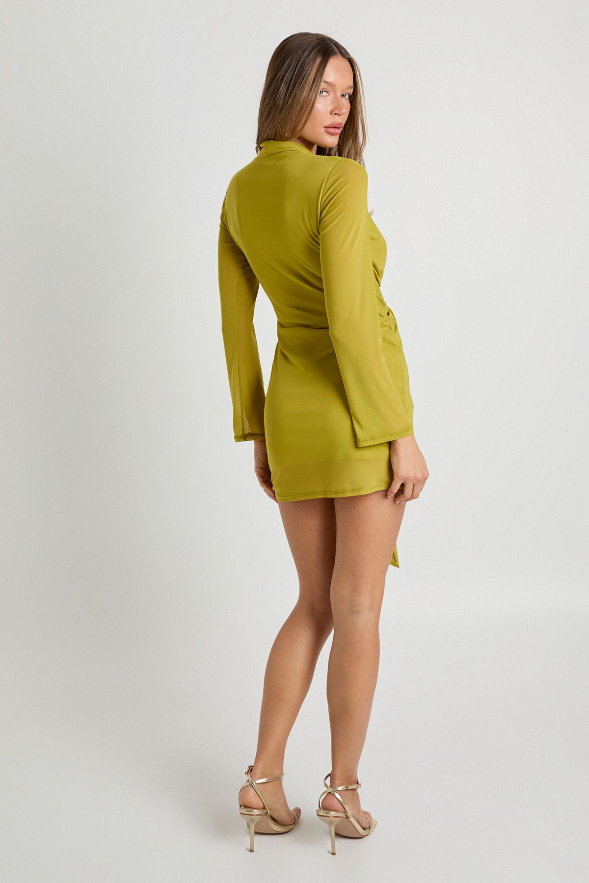 Plunge Wrap Front Mini Dress - Image 2