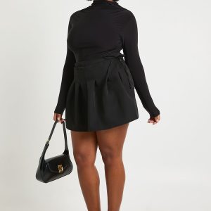 Plus Woven Pleated Wrap Skort