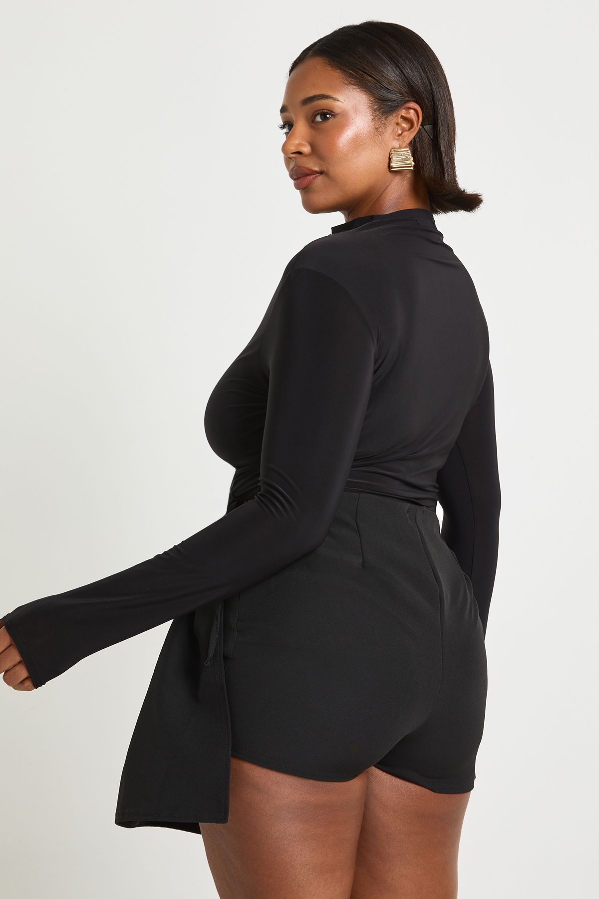 Plus Woven Pleated Wrap Skort - Image 2