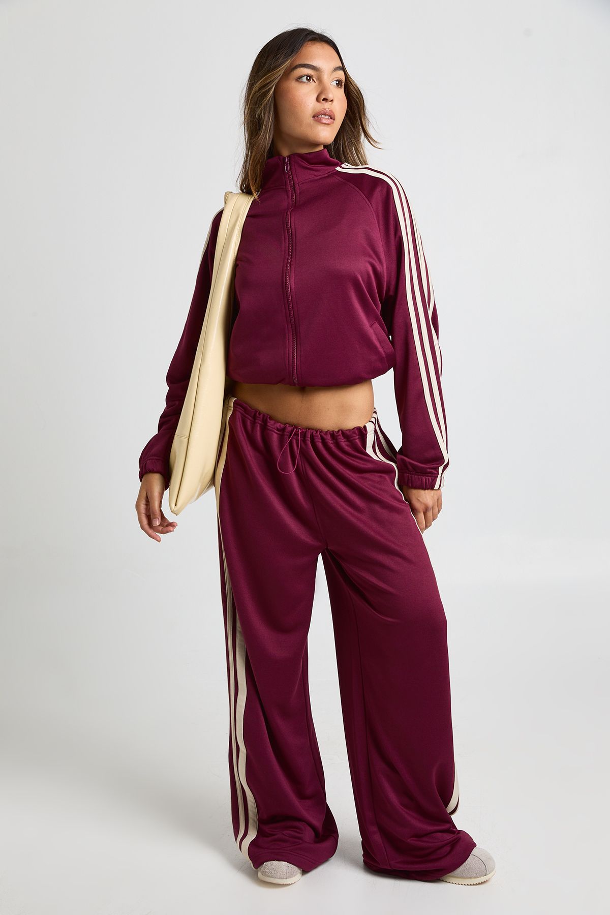 Side Stripe Adjustable Cuff Wide Leg Jogger - Image 4