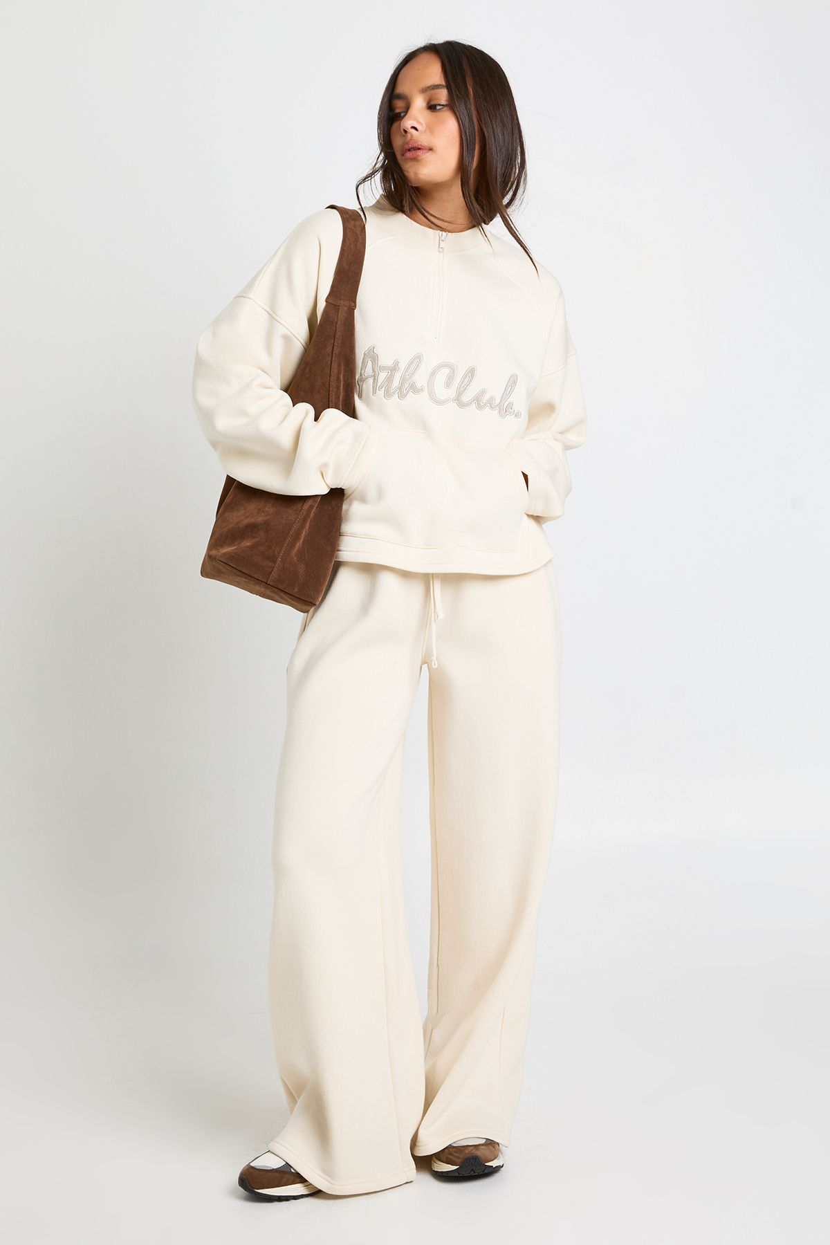 Ath Club Towelling Applique Quarter Zip Sweatshirt - Image 2