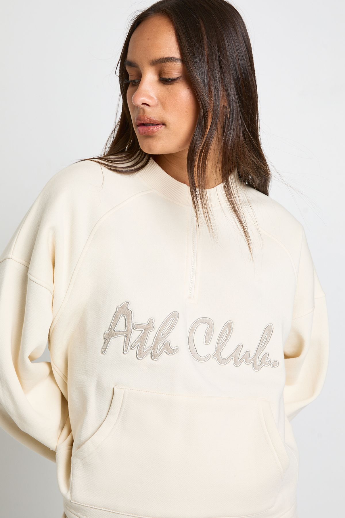 Ath Club Towelling Applique Quarter Zip Sweatshirt - Image 4