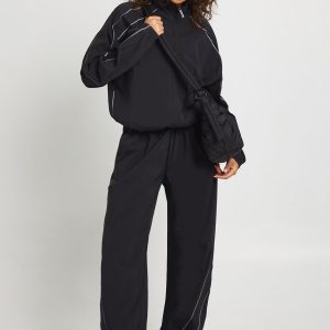 Side Stripe Piping Nylon Wide Leg Jogger