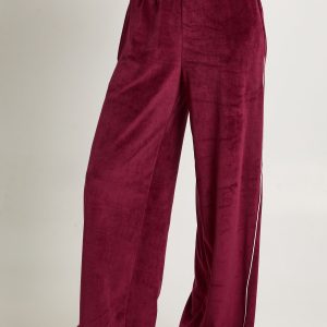 Velour Contrast Piping Straight Leg Jogger