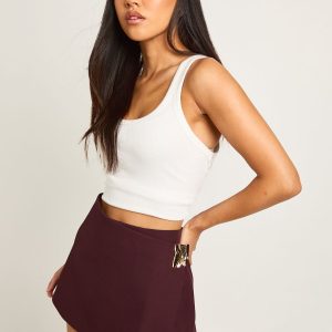 Petite Gold Trim Skort