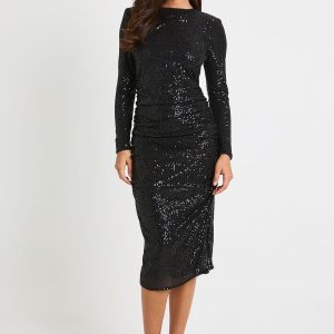 Sequin Ruched Midaxi Dress