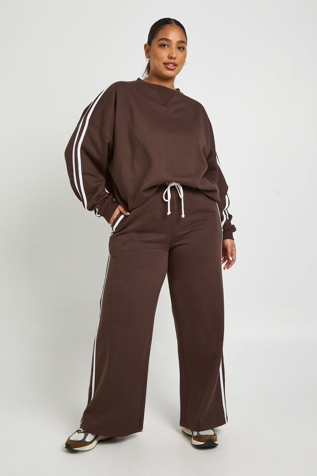 Plus Side Stripe Wide Leg Joggers