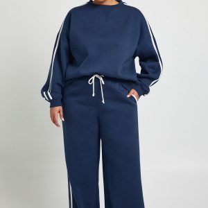 Plus Side Stripe Wide Leg Joggers