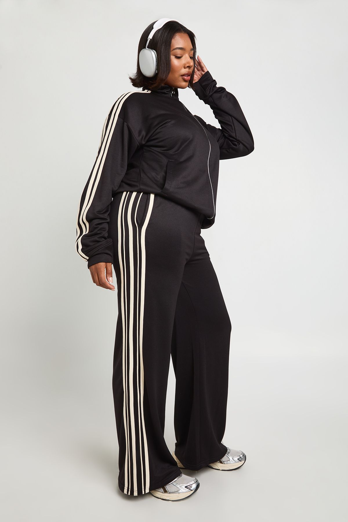 Plus Side Stripe Wide Leg Joggers
