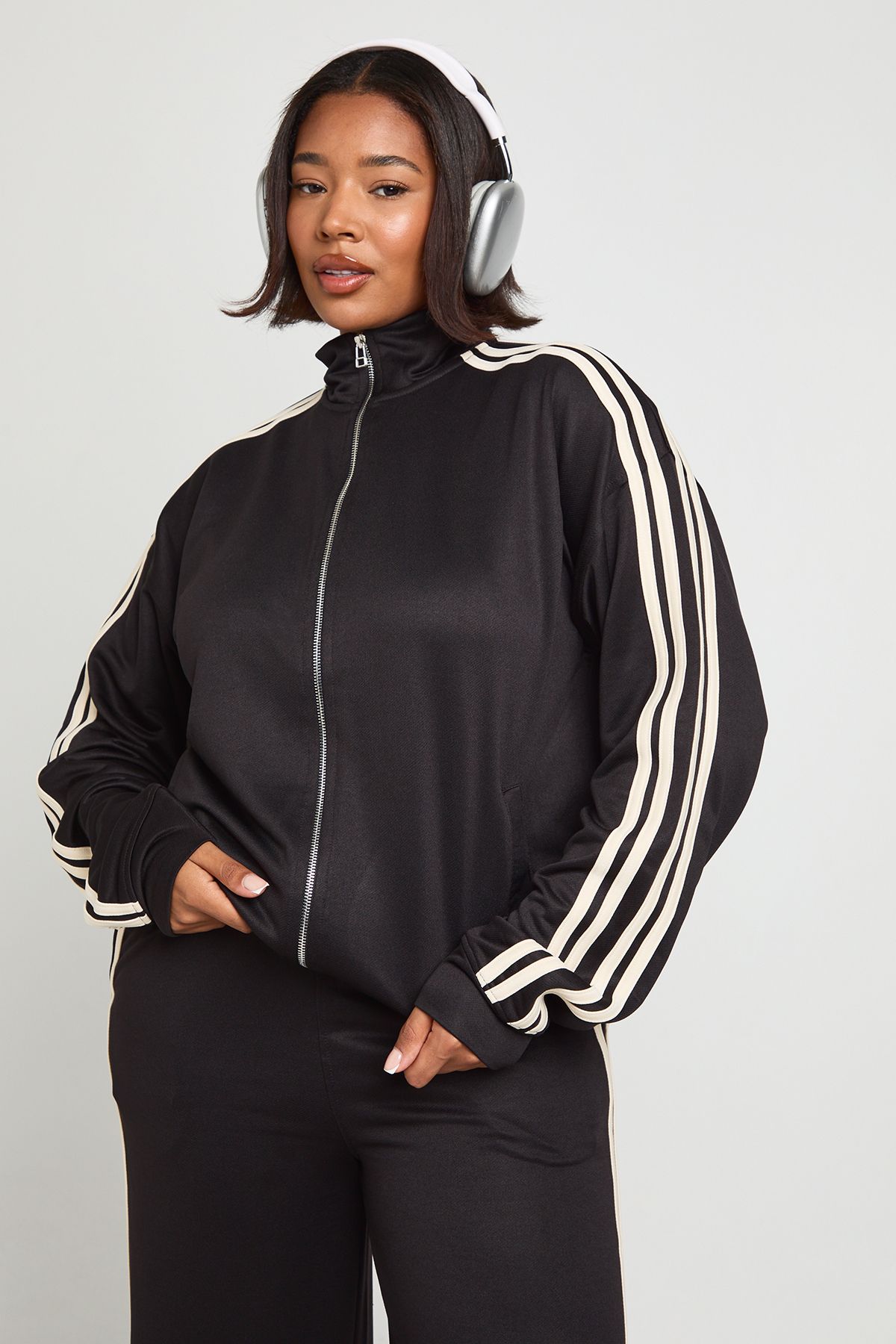 Plus Side Stripe Tricot Zip Up Jacket