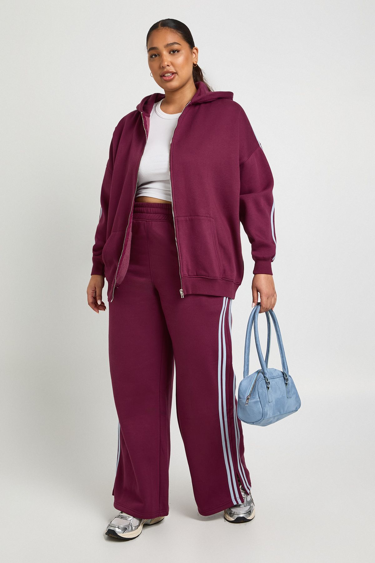 Plus Side Stripe Wide Leg Joggers