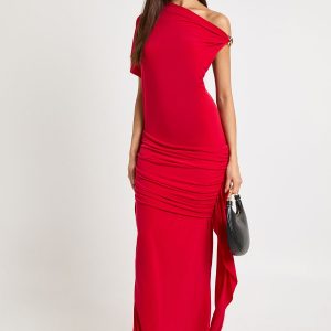 Asymmetric Trim Detail Maxi Dress