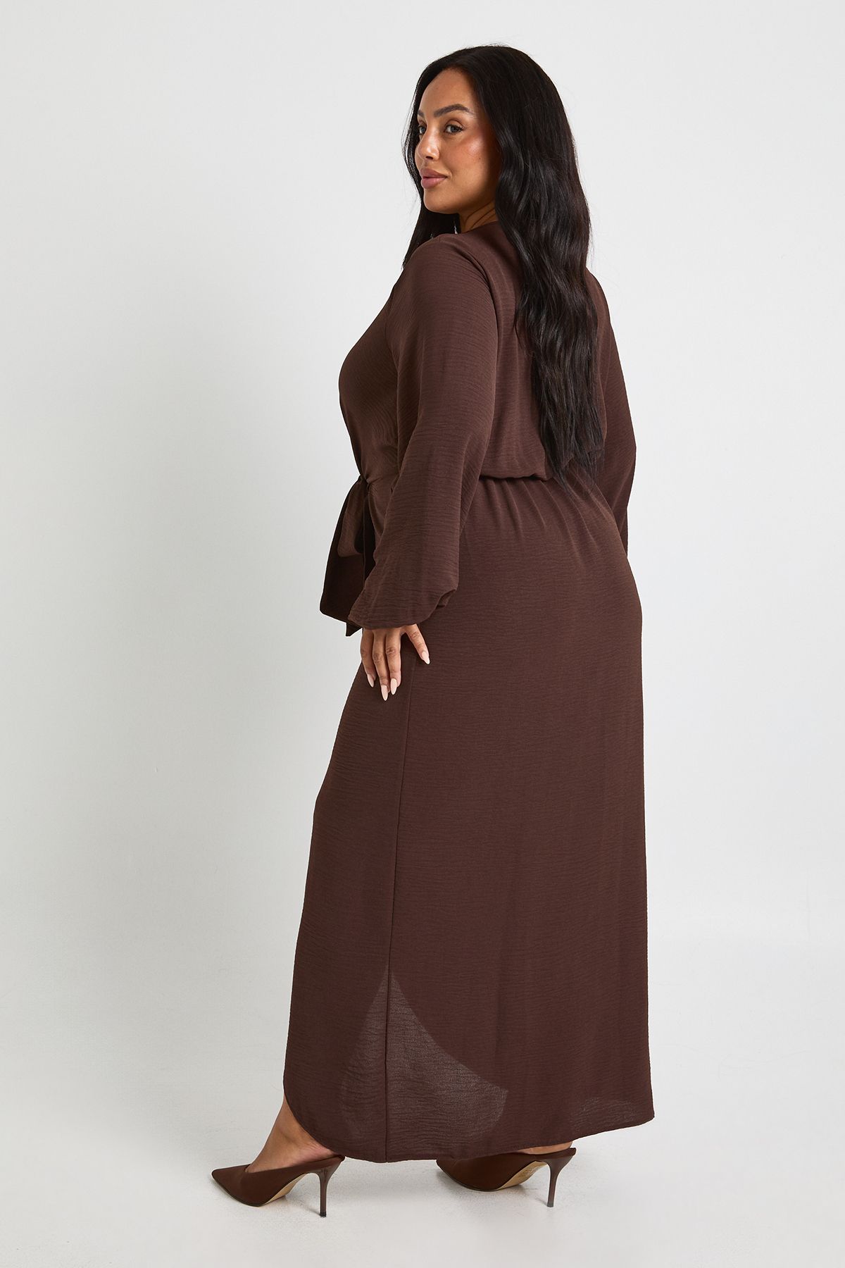 Plus Textured Tie Detail Maxi Dress - Image 2
