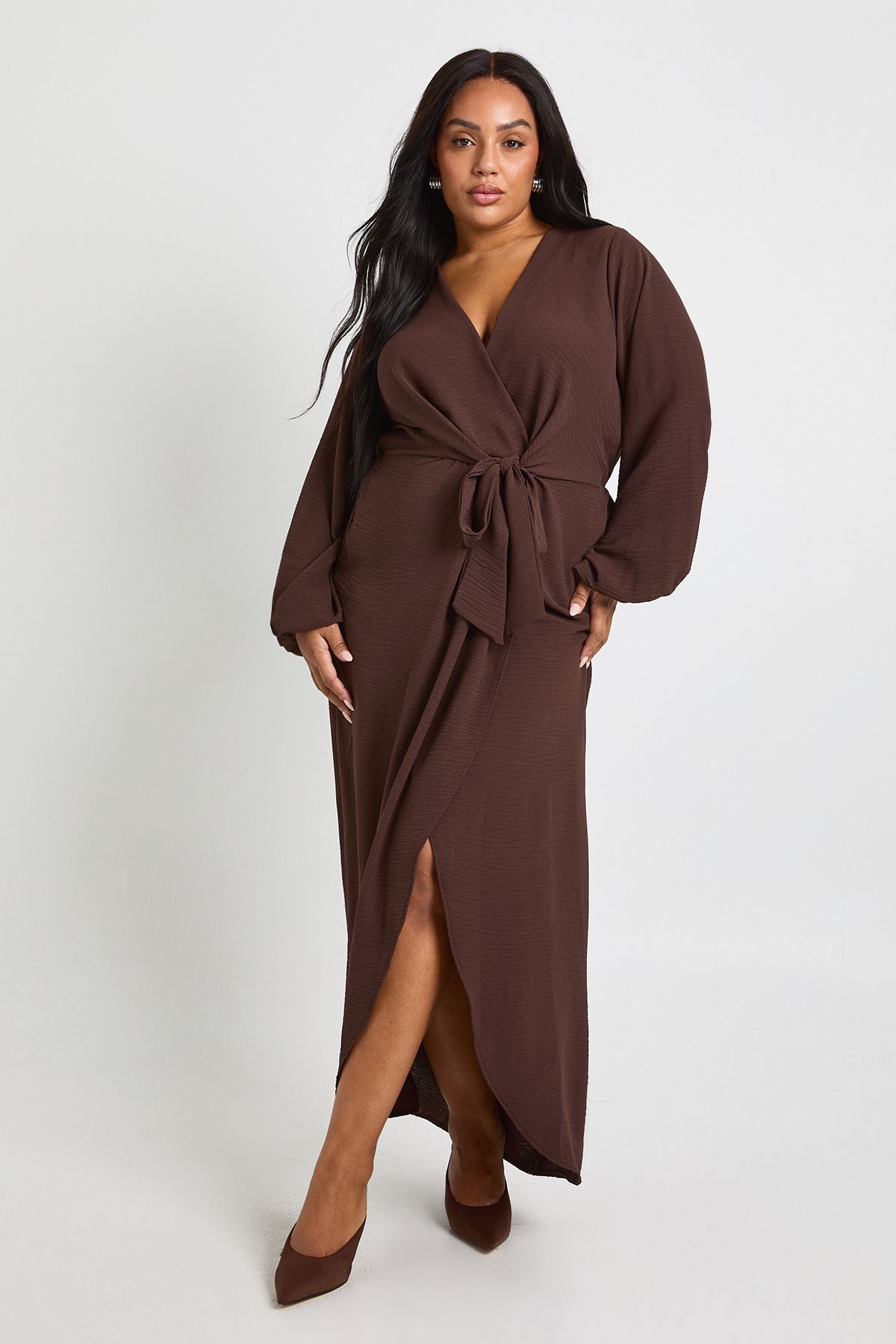 Plus Textured Tie Detail Maxi Dress - Image 3