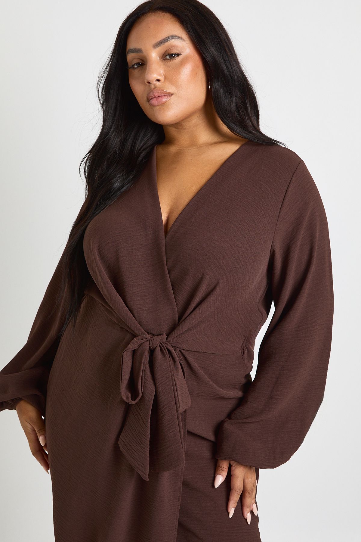 Plus Textured Tie Detail Maxi Dress - Image 4