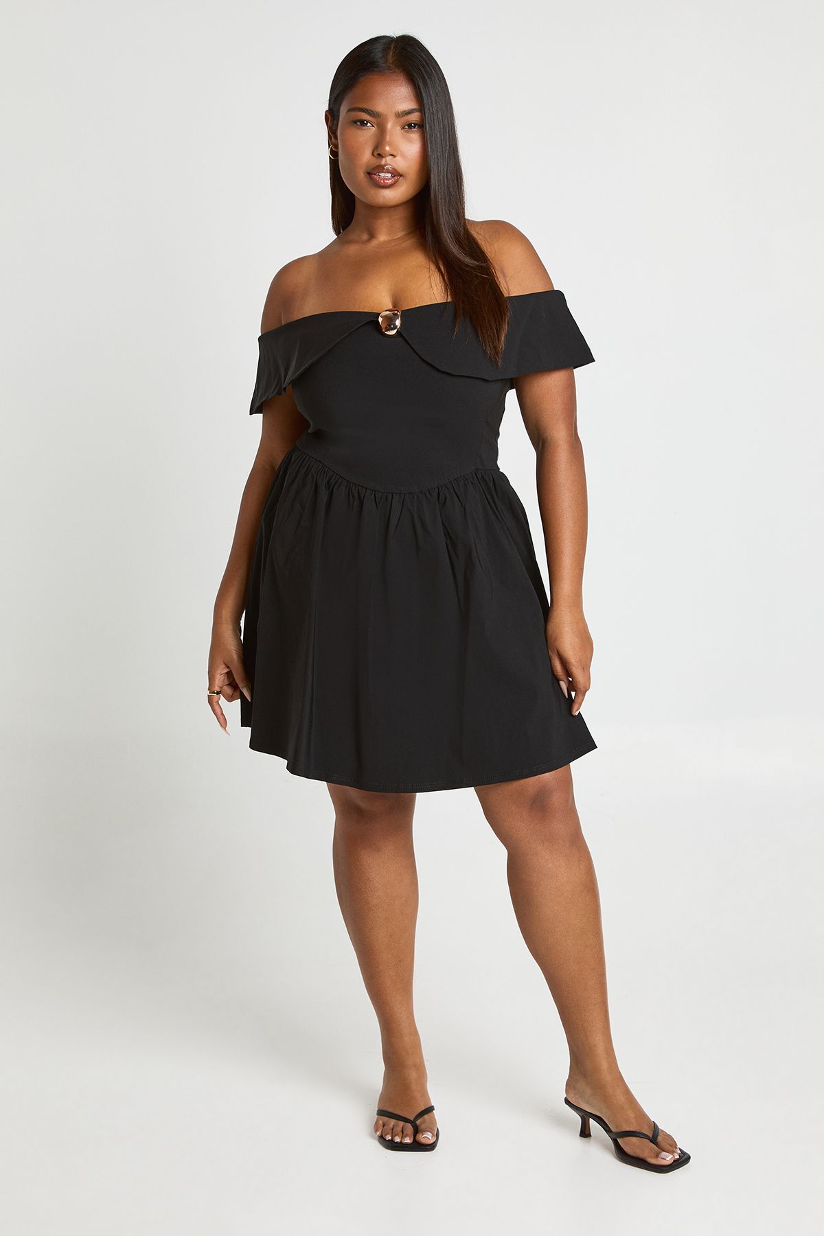 Plus Gold Trim Bardot Skater