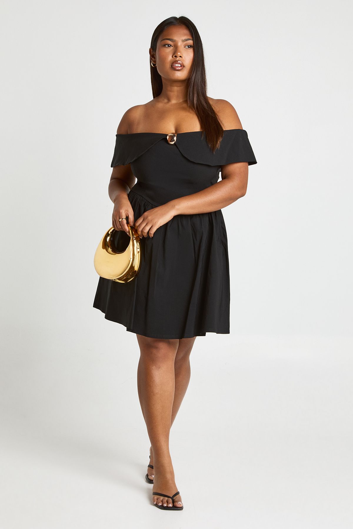 Plus Gold Trim Bardot Skater - Image 3