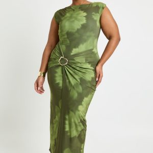 Plus Ruched Wrap Gold Detail Midaix Dress