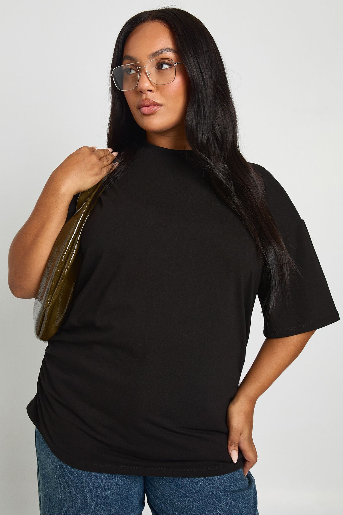 Plus Ruched Side Oversized T-Shirt