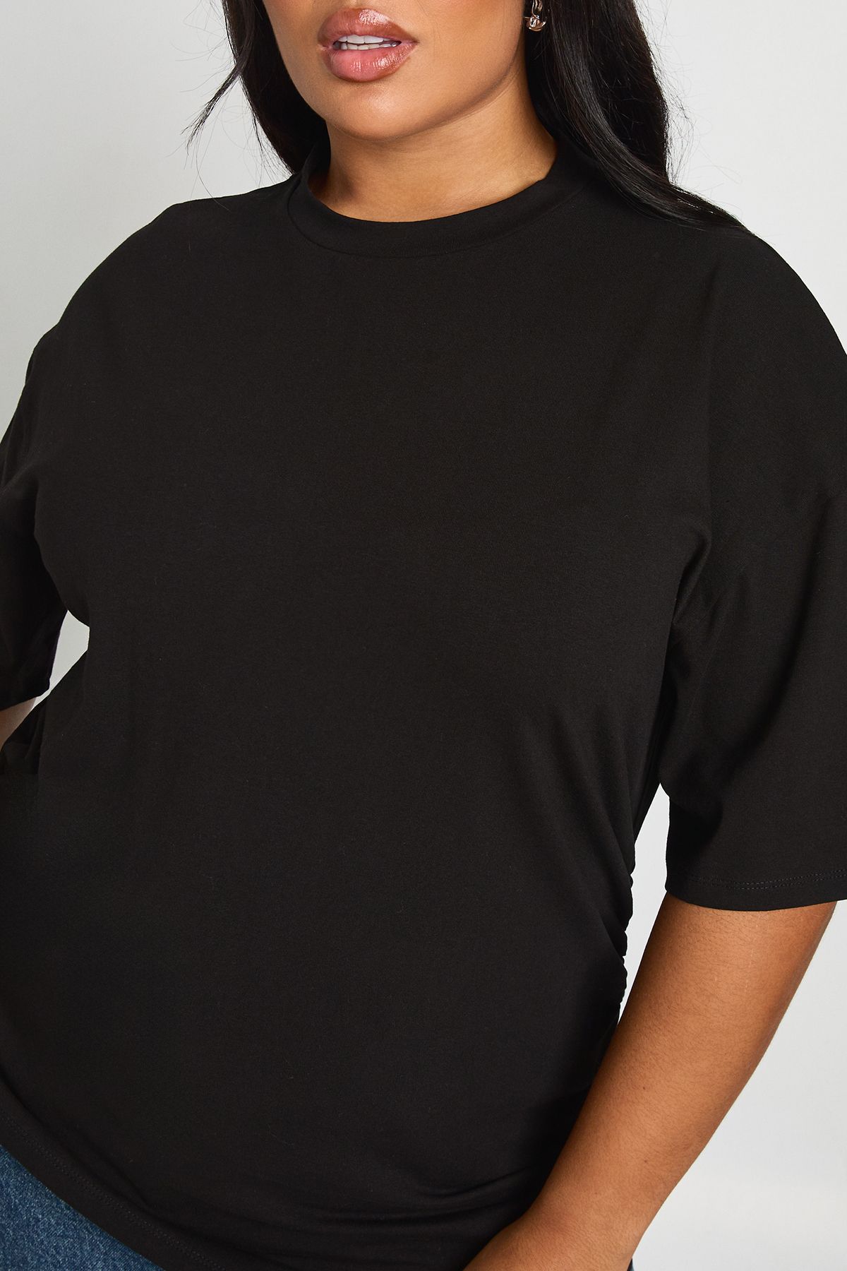 Plus Ruched Side Oversized T-Shirt - Image 2