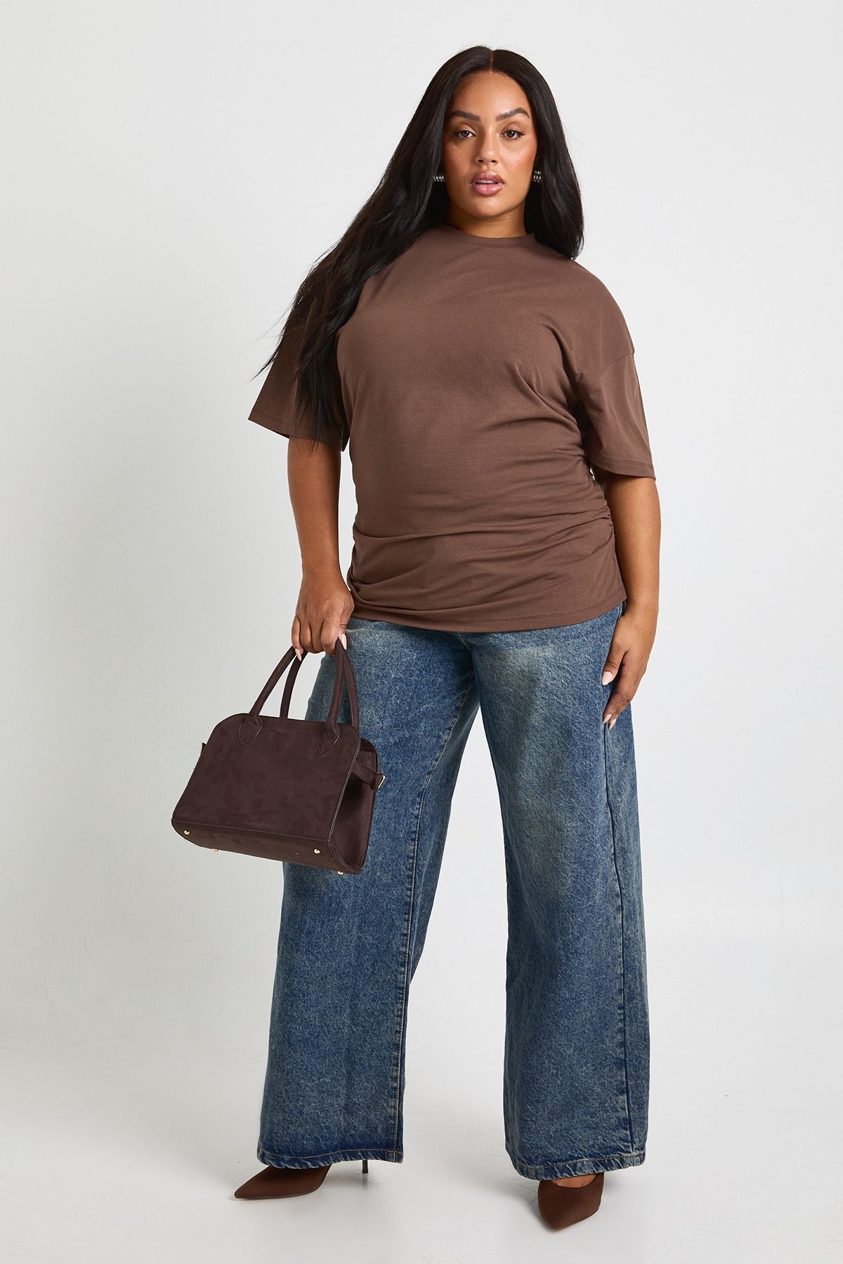 Plus Ruched Side Oversized T-Shirt - Image 3