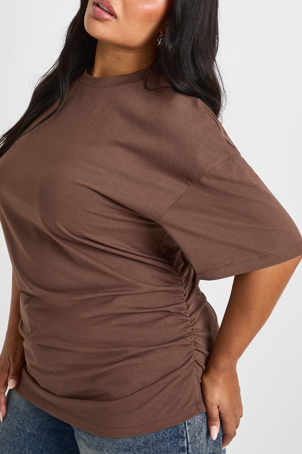 Plus Ruched Side Oversized T-Shirt - Image 4