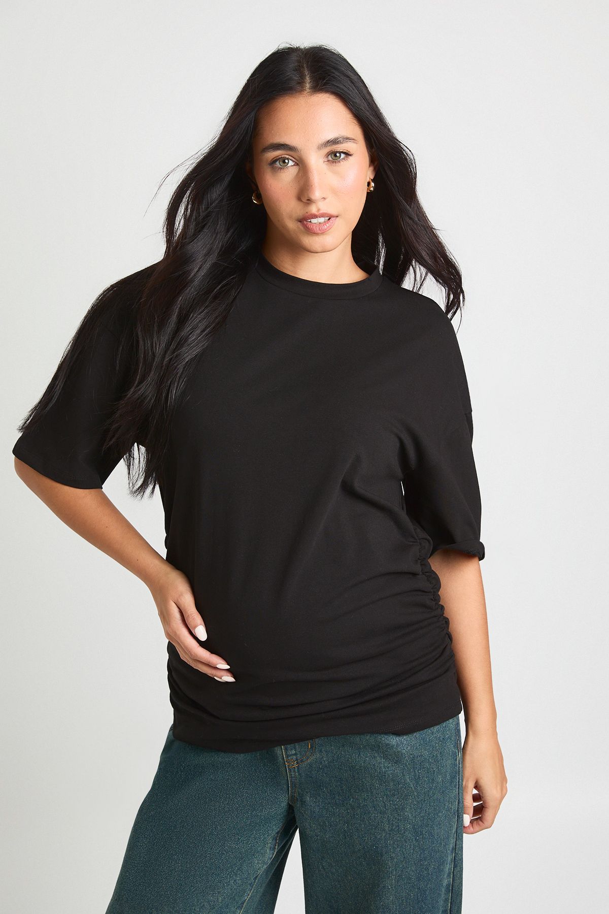 Maternity Ruched Side Oversized T-Shirt - Image 3