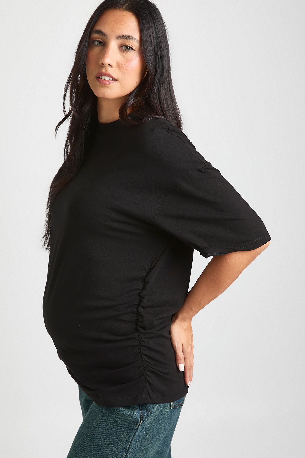 Maternity Ruched Side Oversized T-Shirt - Image 4