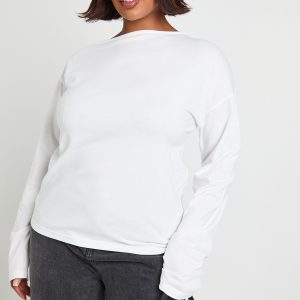 Plus Off The Shoulder Ruched Split Hem Top