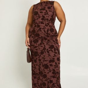 Plus Devore Maxi Skirt