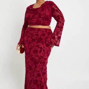 Plus Devore Maxi Skirt