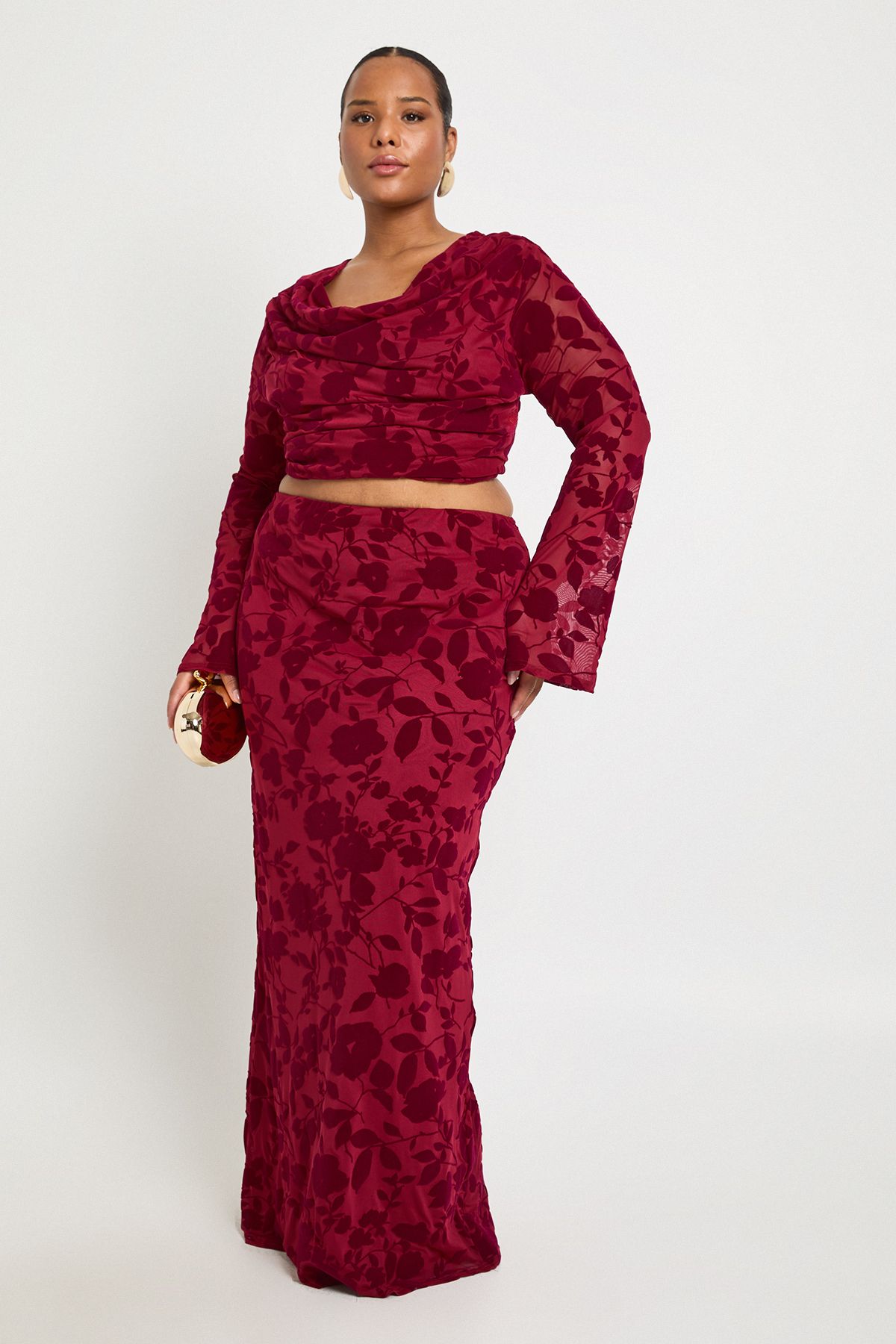 Plus Devore Maxi Skirt