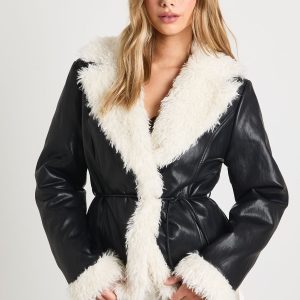Faux Leather Belted Aviator