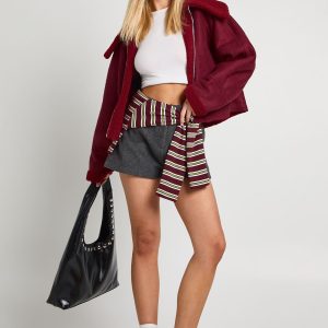 Teddy Trim Faux Suede Aviator
