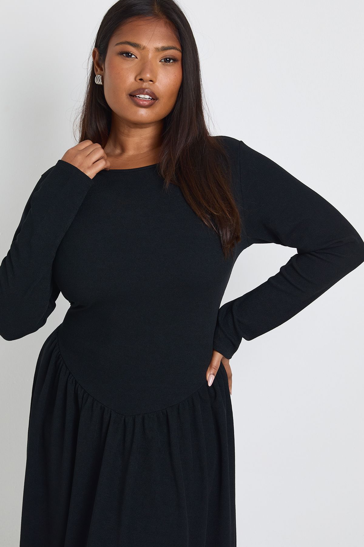 Plus Dropped Waist Midi Smock Dress - Image 4