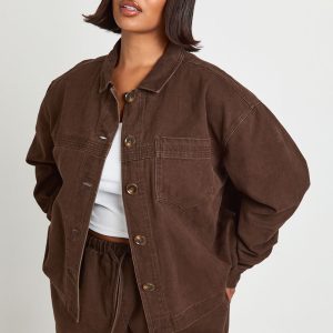Plus Washed Denim Long Sleeve Shirt