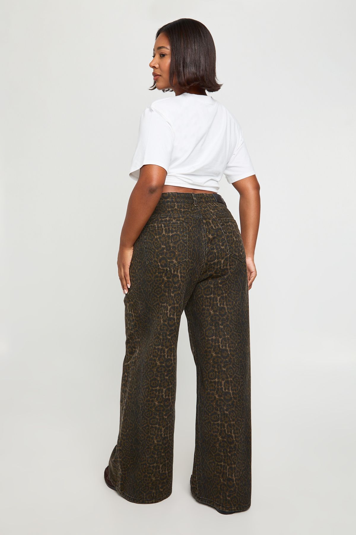 Plus Leopard High Waist Wide Leg Jean - Image 2