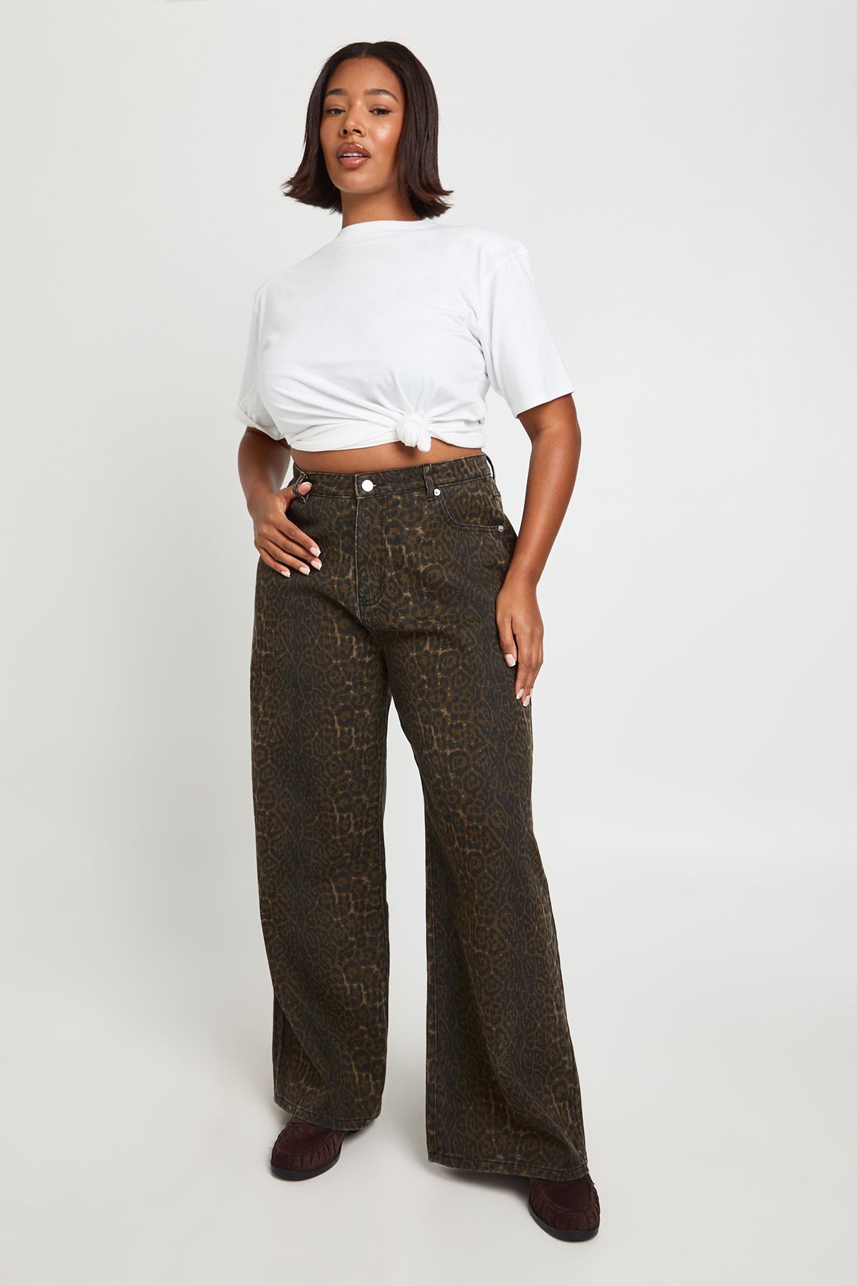 Plus Leopard High Waist Wide Leg Jean - Image 3
