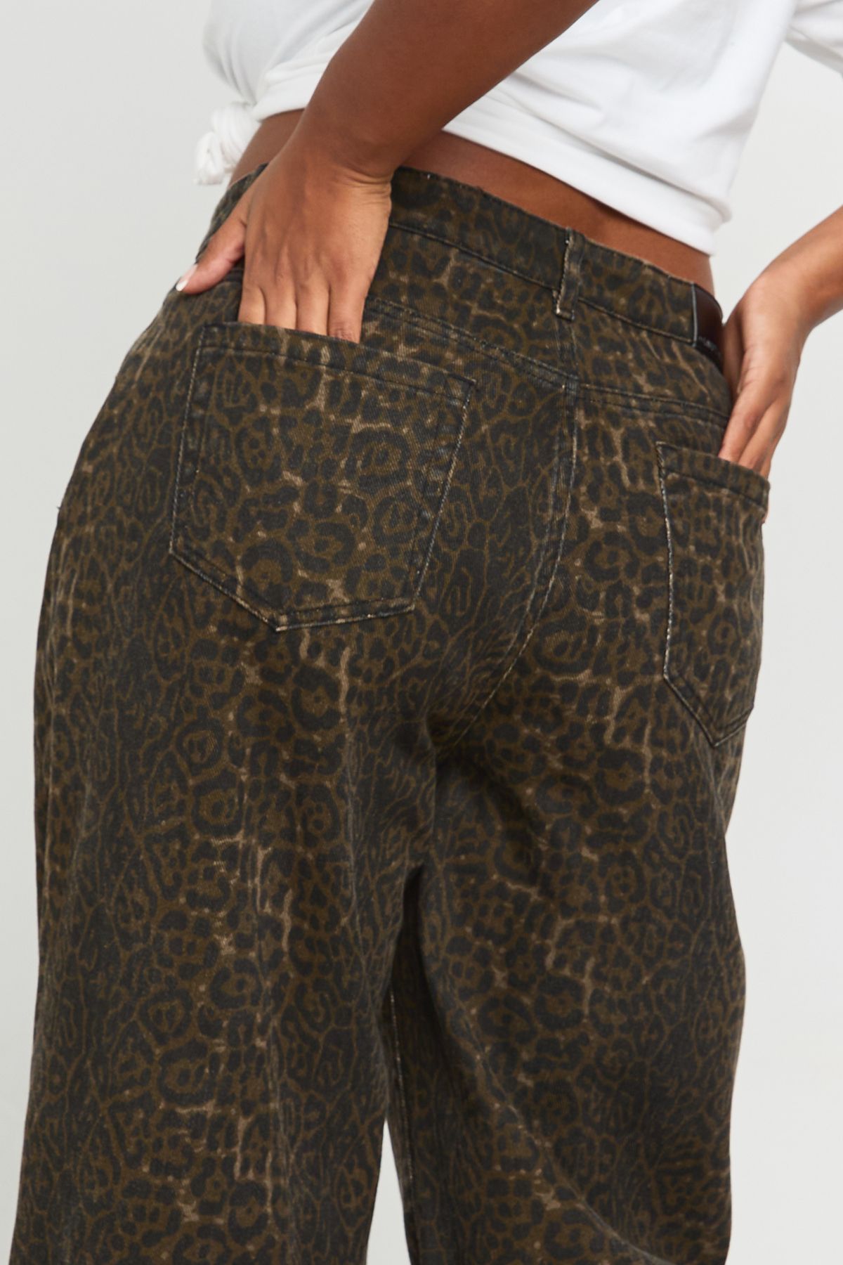 Plus Leopard High Waist Wide Leg Jean - Image 4