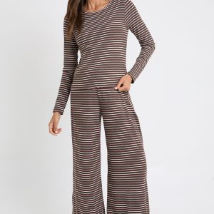 Maternity Stripe Rib Wide Leg Trouser