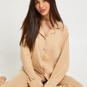Soft Touch Button Through Shirt and Trouser Pyjama Set
