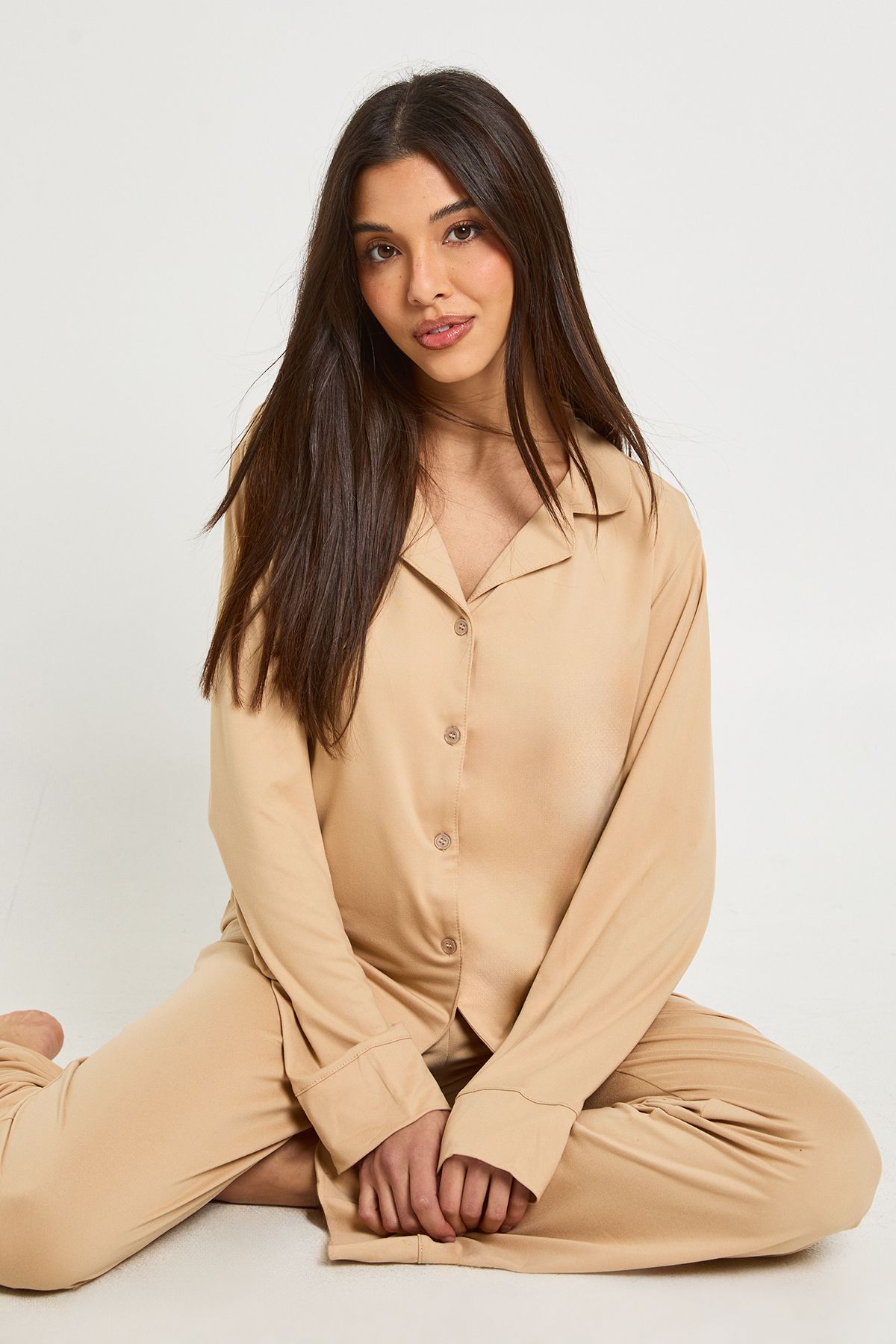 Soft Touch Button Through Shirt and Trouser Pyjama Set