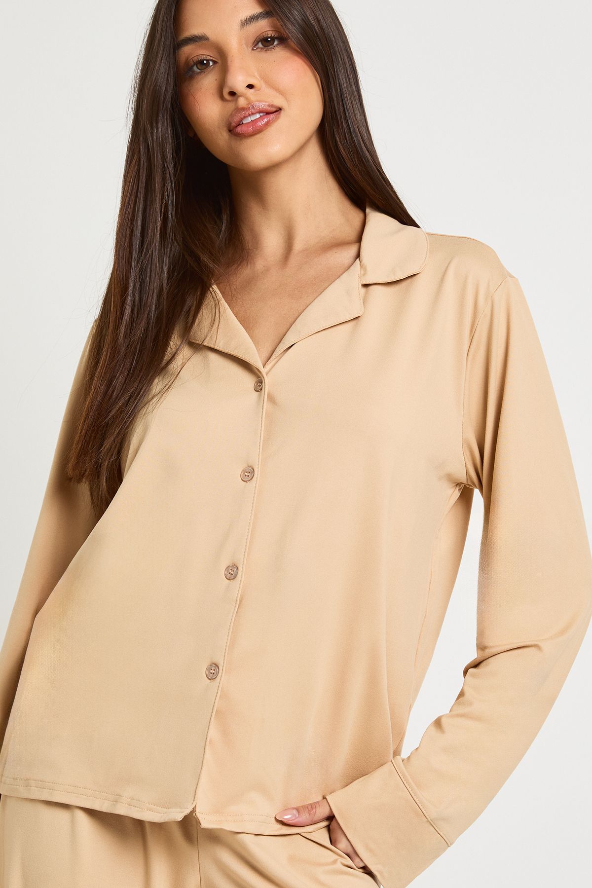 Soft Touch Button Through Shirt and Trouser Pyjama Set - Image 4