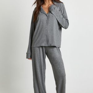 Soft Touch Button Through Shirt and Trouser Pyjama Set