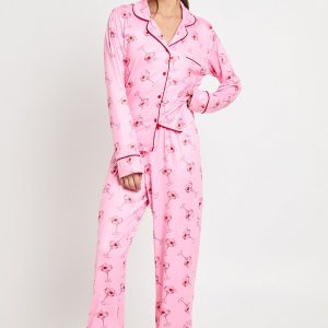 Cocktail Print Long Sleeve Shirt & Trouser 3 Piece Pyjama Set