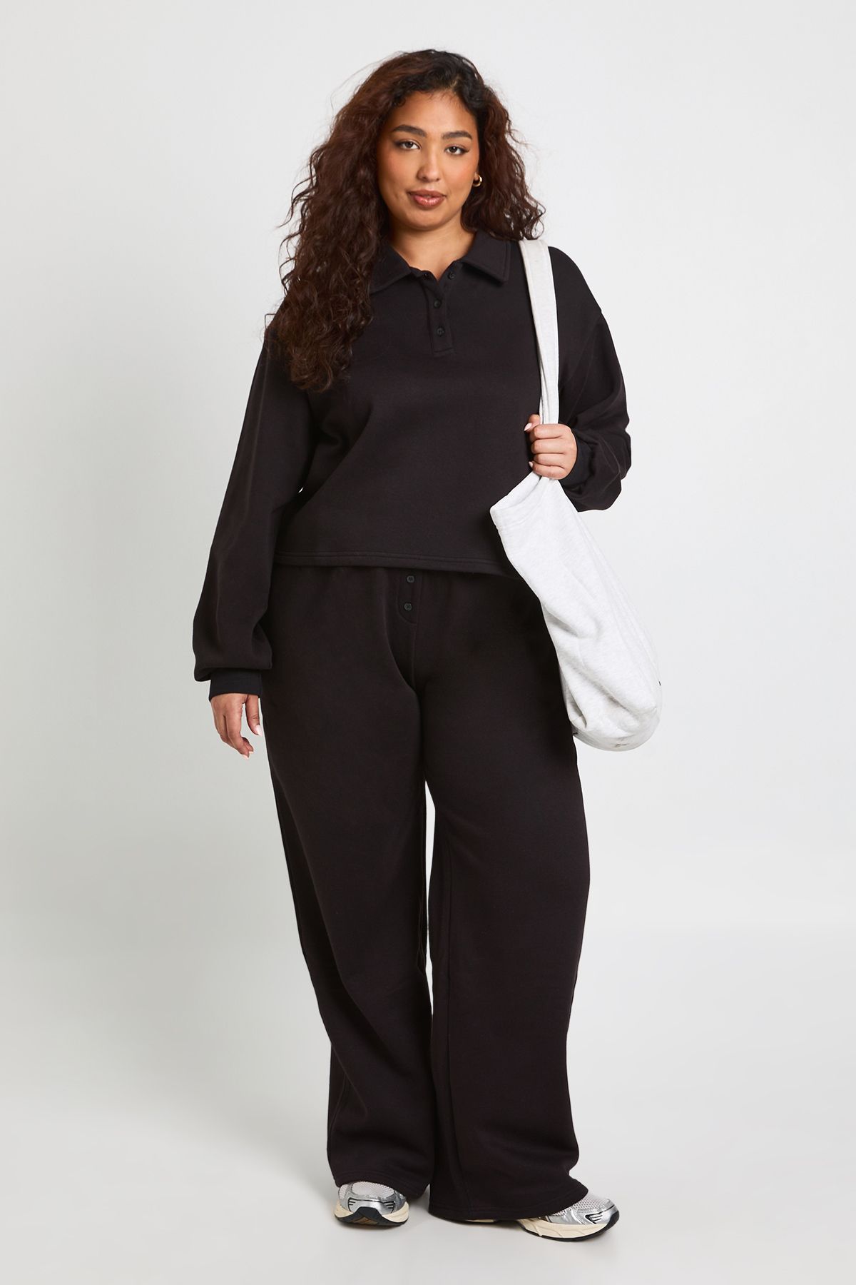 Plus Button Down Wide Leg Joggers - Image 2
