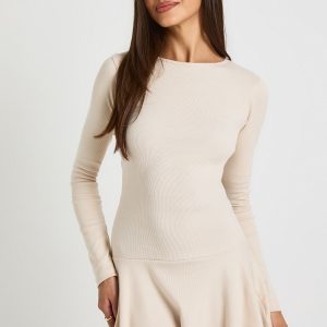 Rib Dropped Hem Skater Dress