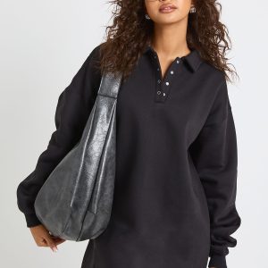 Long Sleeve Collared Sweat Dress